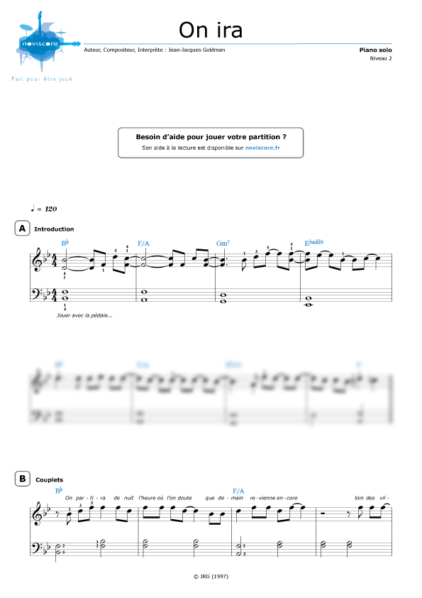 partition piano on ira tous au paradis