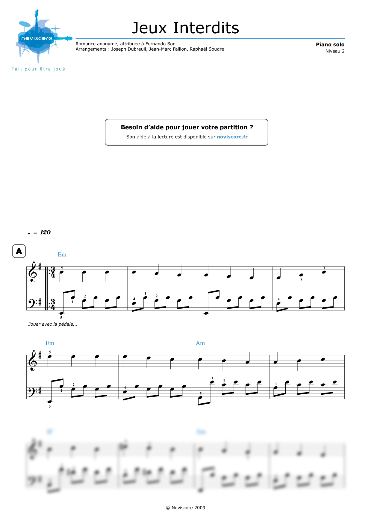 partition musique jeux interdits guitare