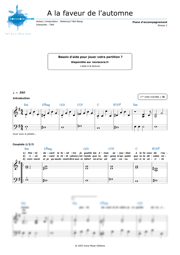 Partition piano Chi Mai (Ennio Morricone) Partitions Noviscore