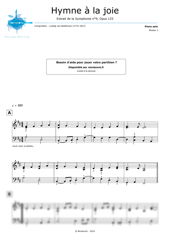 Partition Piano Hymne A La Joie Pdf Partition piano Hymne à la joie (Ludwig van Beethoven) | Partitions