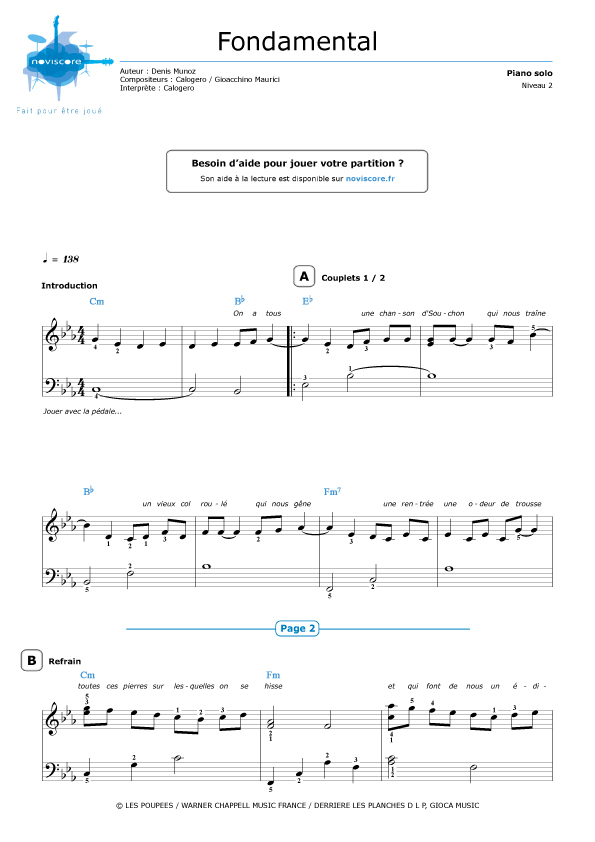 partition guitare fondamental calogero