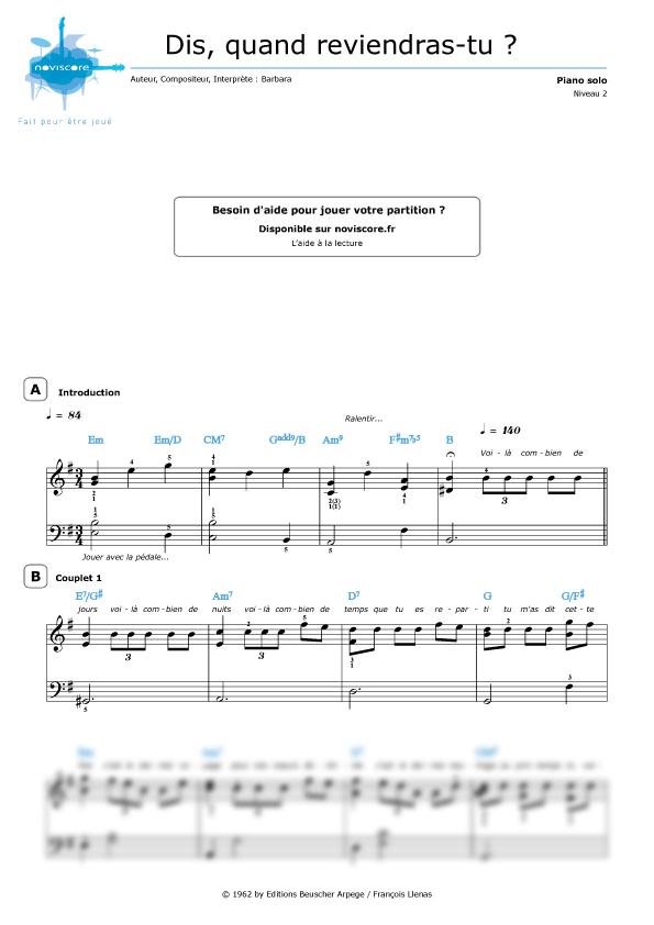 Partition Piano Barbara
