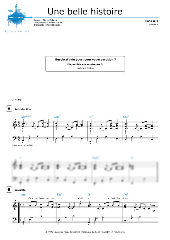 partition piano c'est un beau roman