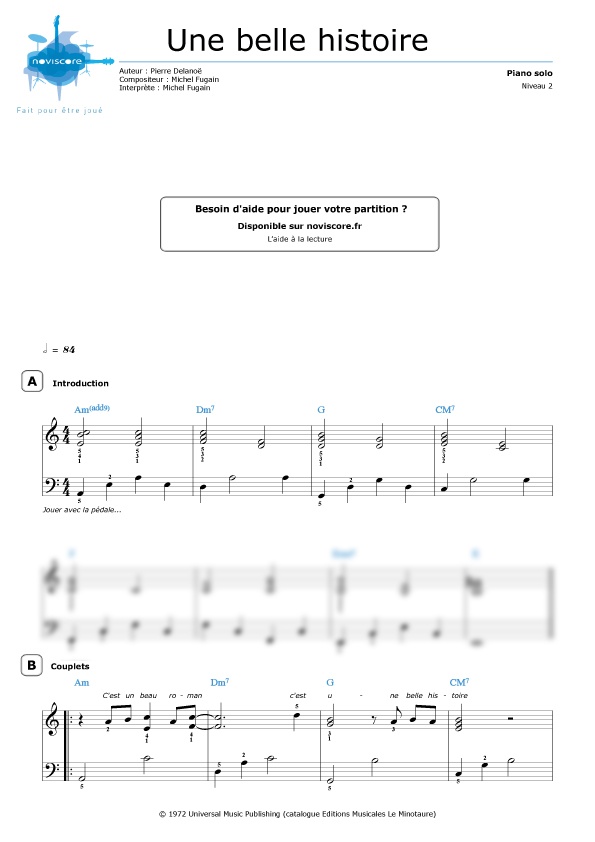 partition piano c'est un beau roman
