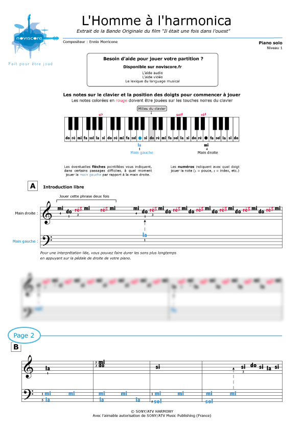 Partition piano il etait une fois dans l ouest