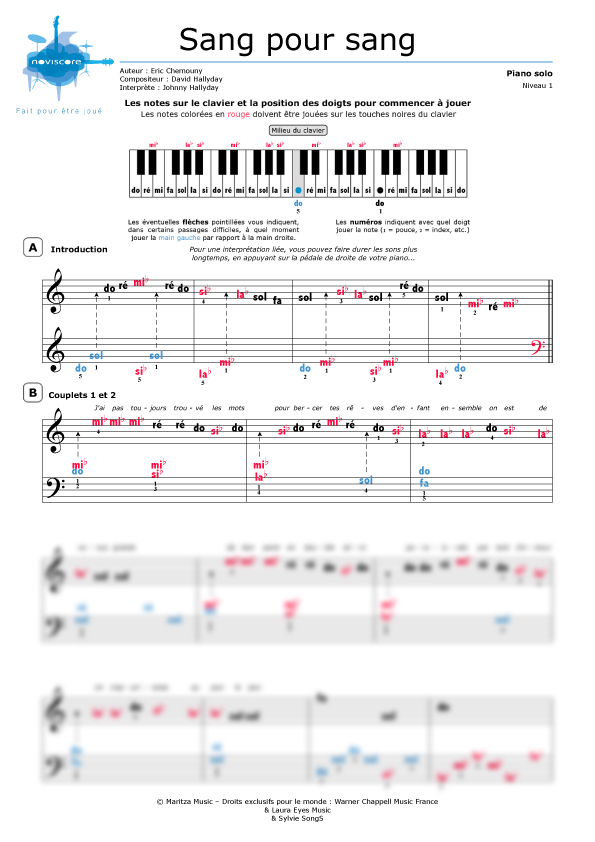 partition guitare sang pour sang