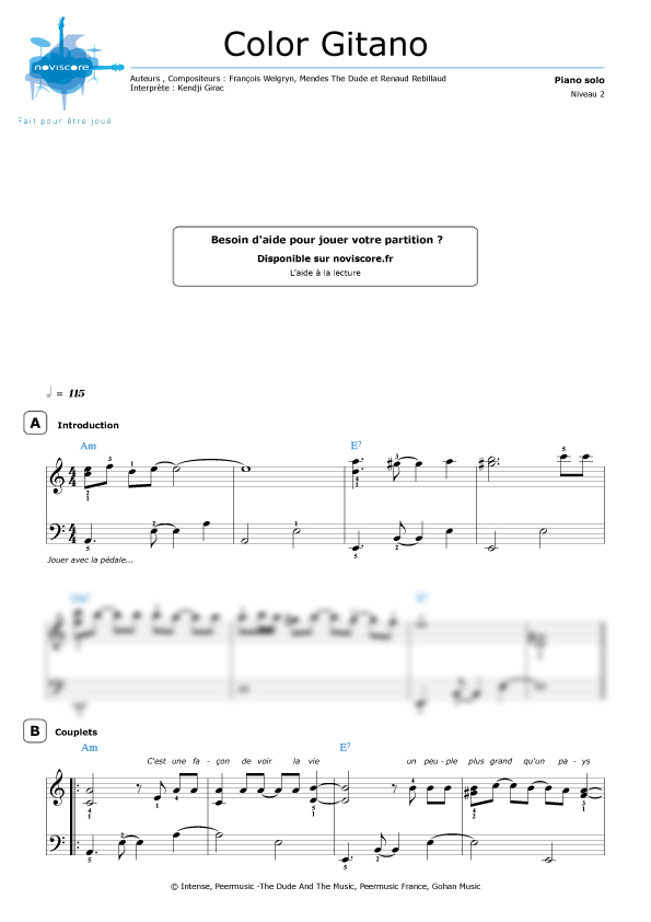 partition guitare kendji andalouse
