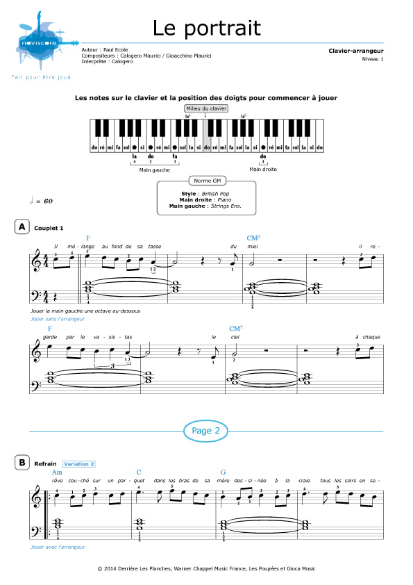 La Bote chansons - Calogero - Partitions