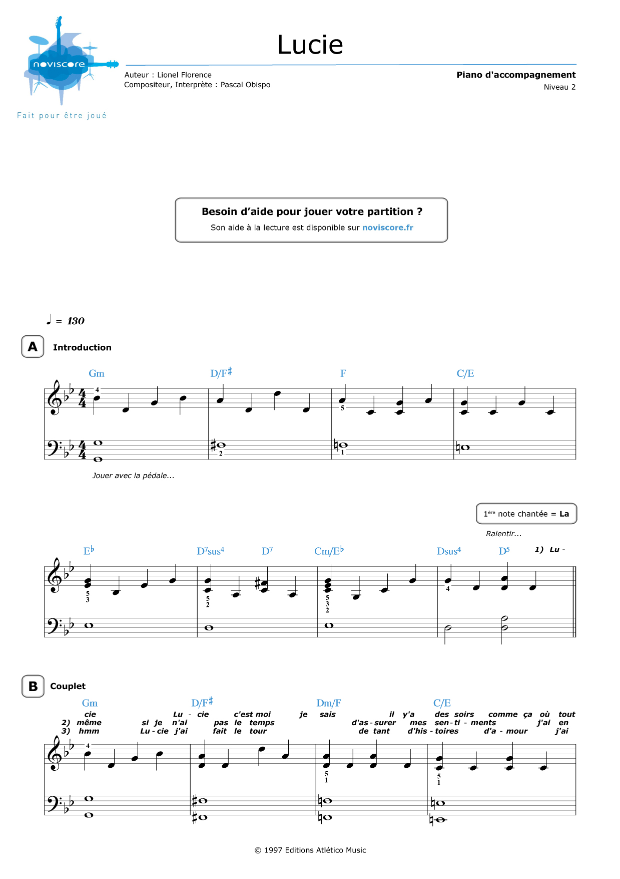 partition piano obispo