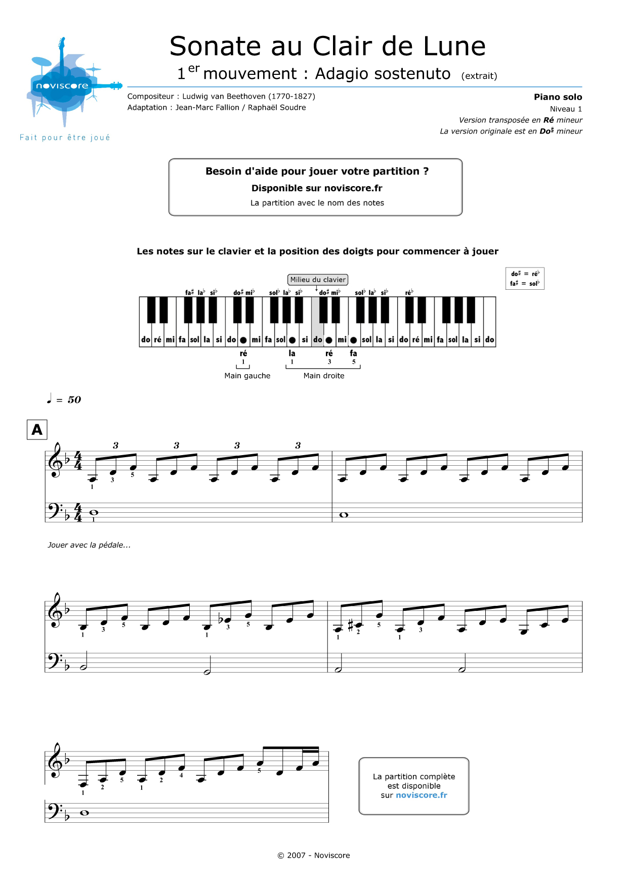 Au Clair De La Lune Piano Partition partition piano sonate au clair de lune