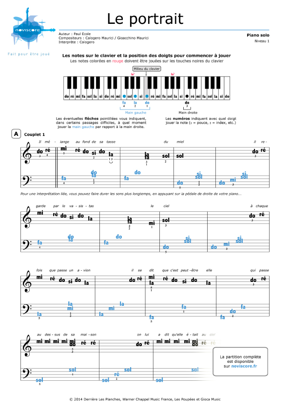 Le portrait - Calogero - Tablature Guitare